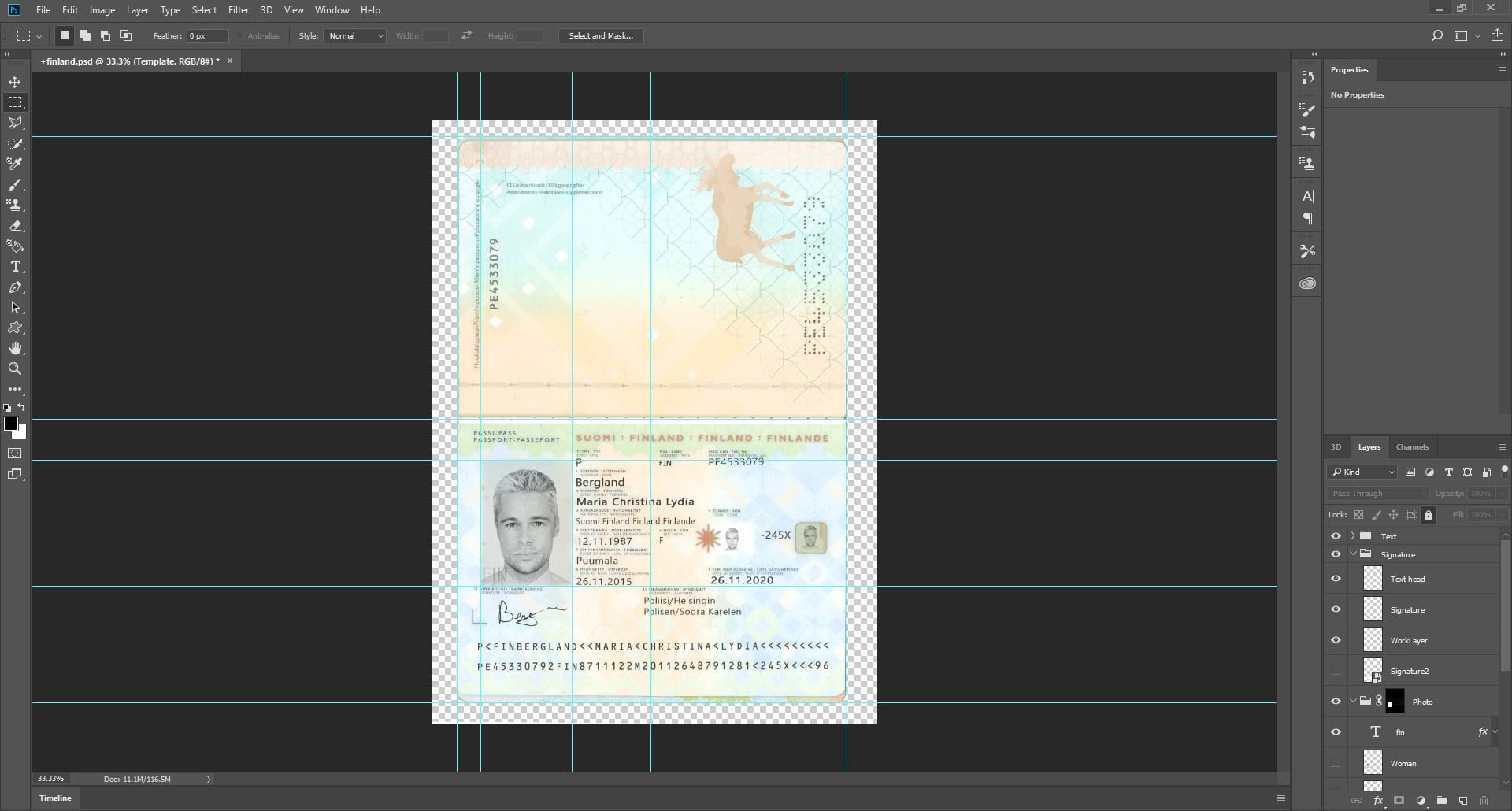 دانلود فایل لایه باز پاسپورت فنلاند  Finland ، قابل ویرایش در فتوشاپ Finland Passport psd