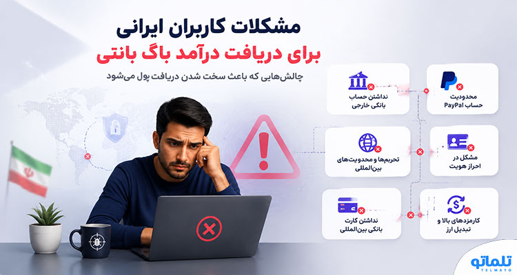 مشکلات کاربران ایرانی برای برداشت درآمد باگ بانتی با حساب بانکی خارجی در تلماتو