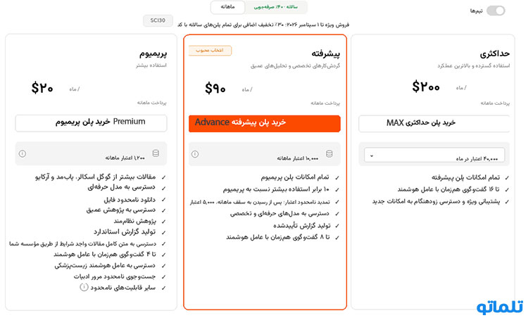 اشتراک ماهانه Scispace | تلماتو